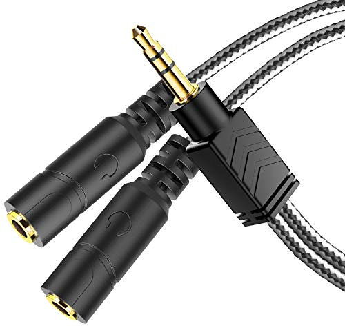 MillSO Y Splitter Klinke Kabel 3.5mm Headset Adapter Audio Verteiler 2 weiblich zu 1 männlichen für Kopfhörer, Lautsprecher, IOS & Android Smartphone, PC, Laptop, MP3 & Mehr - Schwarz