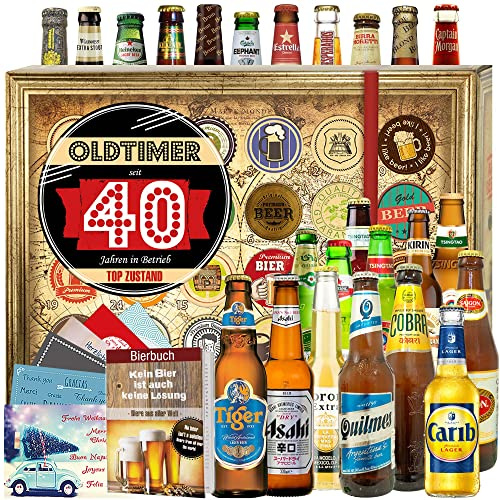 Oldtimer 40 / Biere aus aller Welt 24x / Süßigkeitenset zum 40. / Adventskalender 2024 2025 Bier Männer