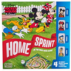 Disney Mickey and Friends Home Sprint Brettspiel, 4 x Disney Spielteile inklusive Mickey, Minnie, Donald und Pluto, familienfreundliches Spiel, tolles Geschenk für Kinder, ab 4 Jahren