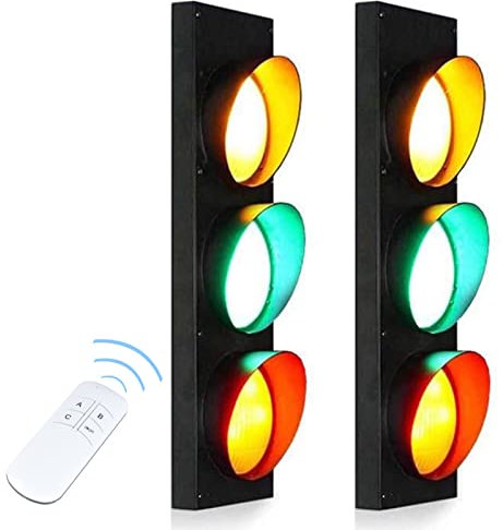 LED Ampel 2-Pack Wandleuchte Ampelanlage mit Fernbedienung, Verkehrszeichen Kinder Verkehrsampel Schilder Licht Rot Grün Gelb Effektlampe Deko Wandlampe für Kinderzimmer Schlafzimmer Bar Cafe Shop