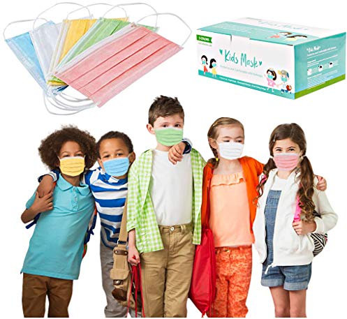 AmyGline 50 Stück-Mundschutz_mit Motiv-Kinder,Einmal_3-lagig_Staubdicht-Atmungsaktiv für Jungen und Mädchen Mund_bedeckung Nette Cartoon Muster (50PC, 5 Farben_001)