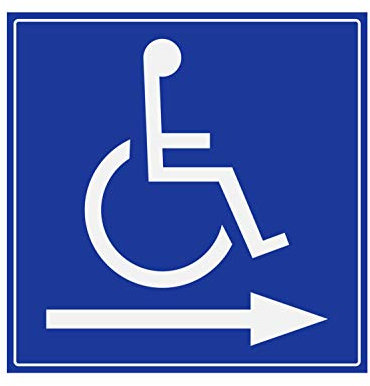 Supstick Panneau Rigide Handicapé - Personne à Mobilité Réduite Flèche Droite 15x15cm Épaisseur 3mm Blanc et Bleu