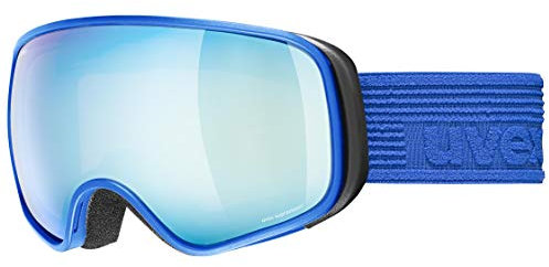 uvex scribble FM - stylische, verspiegelte Skibrille mit extra weitem Sichtfeld und Anti-Fog-Beschichtung für Kinder - blue/blue-clear - one size