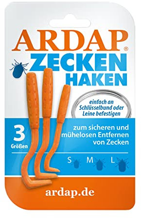 ARDAP Zeckenzange und Zeckenhaken 3er Pack - Einfach und effektiv - Professionelle Zeckenzange für Hunde, Zeckenzange Katze & Zeckenzange Mensch - Zuverlässig gegen Zecken jeder Größe