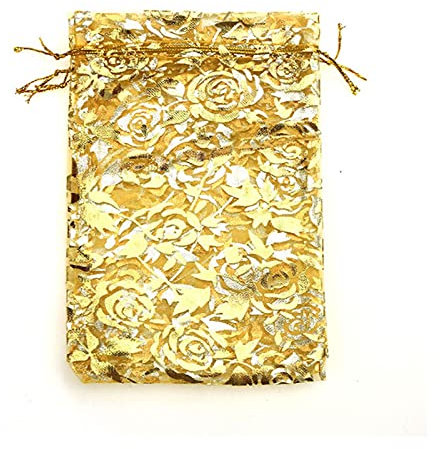BOSAIYA OG 100pcs 20x30cm Gold Rose Couleur Christmas/Mariage Pouciplie Organza Cadeau Cadeau Sacs d'emballage T917