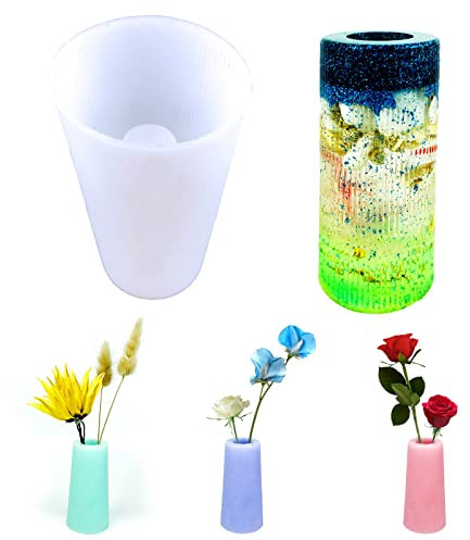 Vase Silicone Mould Silikonformen Epoxidharz Formen Silikon,Epoxy Resin Mould, DIY Vases Resin Moulds, Silikon Vase Formen füR Schimmel Herstellung Make-Up Pinsel Stifthalter Kristallflasche (Stil-4)
