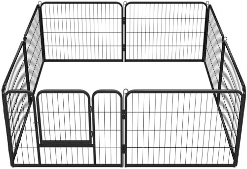 Abician Cage pour Chien Parc pour Chien 8 Panneaux 80 x 60 cm Enclos Chiens Clôture Pliant pour Chiots Petit Animaux Extérieur Interieur