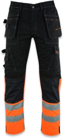 WrightFits Flash Pro Hi Vis Work Trousers for Men – Combat Hi Vis Workwear with Knee Pad Pockets – Triple Stitched Work Trousers Men (34W X 33L) Orange