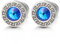 Herren Damen Ohrringe mit 5MM Blau Zirkonia und Griechischen Schlüsselmuster Edelstahl Ohrstecker, Schraube Wieder