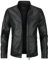 Sliktaa Hommes Blouson en Similicuir Écologique d'hiver avec Un Col Montant Haut de Transition Matelassee Moto Pilote Zippé Fermeture Eclair Casual Veste en Cuir Cool Classique,Noir E,L