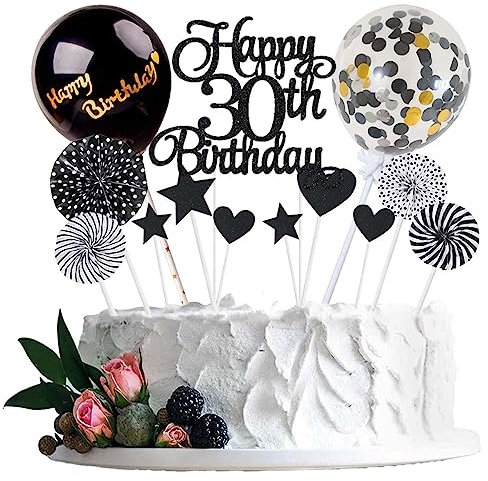 Tortendeko 30 Geburtstag Schwarz Frau Männer Happy Birthday 30 Glitter Cake Topper 30.kuchendeko Geburtstag Happy 30th Birthday Tortendeko 30 Jahre Geburtstag Kuchen Deko 30 Geburtstag Frau