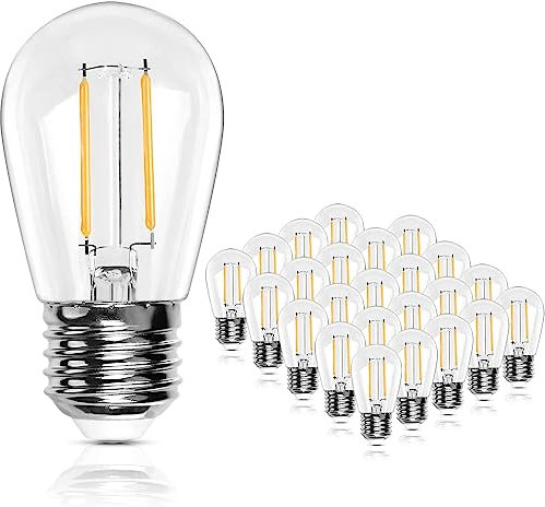 BRIMAX E27 LED Warmweiss, S14 Plastik Glühbirne E27 2W Ersetzt 20 Watt, 230V Kunststoff LED Lampen für Lichterkette, Kronleuchter, Nachtischlampe, 2700K LED Birnen Filamentstil Klar, nicht dimmbar