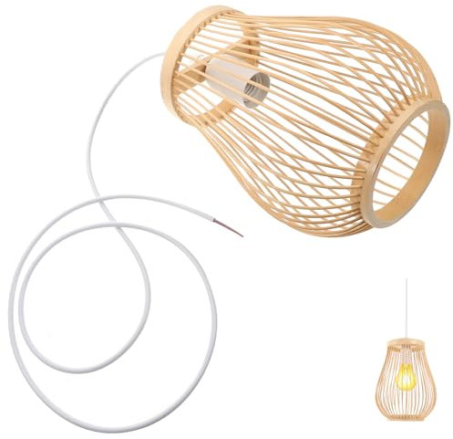 Ganazono Abat-jour En Bambou: Suspension En Bambou Abat-jour Plafonnier En Bois Naturel Lustre Bambou Pour Salon Cuisine Couloir Salle À Manger Ferme Zen Salon De Thé