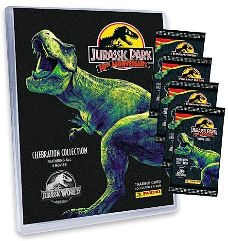 Panini Jurassic Park Karten - 30TH Anniversary Trading Cards (2023) - Sammelkarten - 1 Sammelmappe + 4 Booster