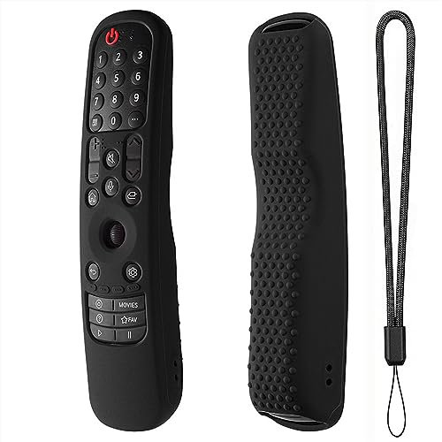 Coque de protection en silicone pour télécommande TV LG Magic AN-MR21GA AN-MR21GC 2021/LG AN-MR22GA MR22GN 2022, housse en silicone antidérapante et antichoc avec lanière (noir)