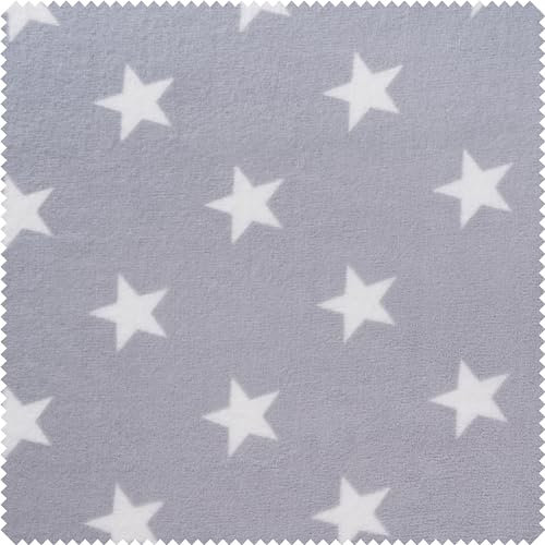 VBS Fleece-Stoff Sterne 150cm breit Meterware Nähstoff Motivstoff Bastelstoffe Stoffe nähen Basteln Hellgrau