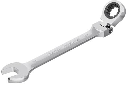 FOCMKEAS 24mm(15/16) Flex-Head Ratcheting Combination Wrench Metric 72 Teeth 12 Point Ratchet Box Ended and Open End Spanner Tools, Flexible Head Gear Wrench, Heat-Treated CR-V