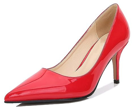URYJPQM Tacchi Alti Classici da Donna da 7,5 cm, Tacchi Alti in Pizzo Sexy, Fodera Comoda,Rosso,45 EU