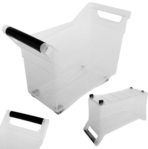 KADAX Aufbewahrungsbox 14L 38x18x27cm Transparent mit Rollen & Griffen, stapelbar | schmale Rollbox für Vorratskammer, Küche, Büro, Bücher, Wäsche | offen, Plastik Made in EU