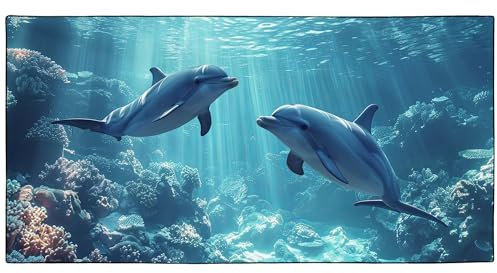 YISUMEI Mikrofaser Strandtuch XXL, Strandhandtuch Leicht Badehandtuch Schnelltrocknend, Meeres Delfine, 180 x 90 cm