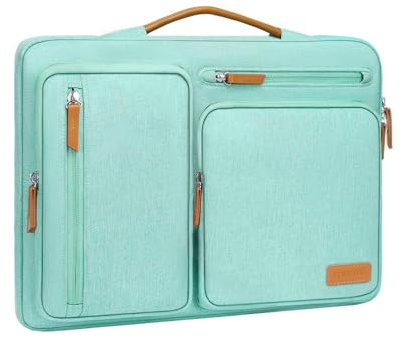 MOSISO 360° Laptoptasche Laptop Tasche Hülle 13,3-14 Zoll für MacBook Pro | Wasserdicht, Stoßfest Laptophülle mit 4 Fächer für MacBook Pro 14 M5 M4 M3 M2 M1 (2026-2021)/Air A1466, Aqua Grün