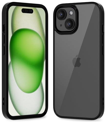 oakxco Thin Slim Clear case for iPhone 15 iPhone 14 iPhone 13 Case, Transparent Hybrid Hard Shell Plastic & Soft Silicone Rubber Bumper, Non-Yellow Acrylic Protective Cover for Men, Black