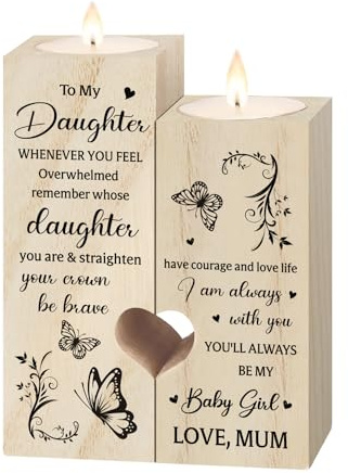 Niyewsor Daughter Gifts - To My Daughter Candle Holders | Daughter Gifts from Mum, Birthday Gifts for Daughter, Idea Daughter Gift for Christmas Mother's Day Graduation Wedding Gifts
