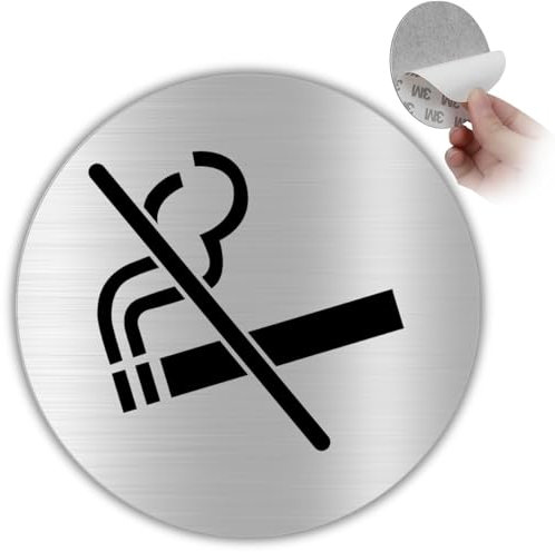 LEIASA | Señal Adhesiva Prohibido Fumar - Diámetro Ø 100 mm - Grosor 0.8 mm - Aluminio - Rótulo de No Fumar - Signo Sin Tabaco - Cartel Adhesivo 3M No Fumar - Señal Prohibido Fumar