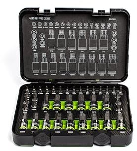 GRIPEDGE Tools | 38-PC Master RPT Hex Driver Set| Sizes 1.5MM - 19MM & 1/16 - 3/4 | 1/4'' - 3/8'' - 1/2'' Drive | Made With S2 Steel | Includes Premium Plastic Case With Foam Insert |