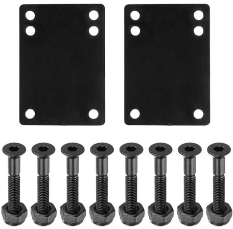 PATIKIL Set de Vis et Pads de Rehausse pour Skateboard, 2 Paquets de Pads de Rehausse en Caoutchouc de 3 mm avec 8 Vis de Montage et Écrous, Kit de Réparation pour Cruiser, Noir