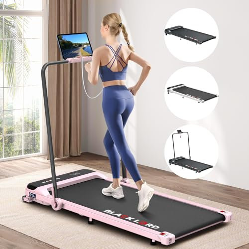 BLACK LORD Unter Schreibtisch Laufband mit Griff, Gehpad 2 in 1 für Gehen und Joggen, 3.2HP Fitnessgeräte, Tragbare Unter Schreibtisch, Haus und Büro, 140kg Kapazität,MS2, Rosa