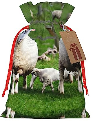 Festliche und schicke Geschenktüten mit Schaf- und Lämmer-Aufdruck, wiederverwendbar, für alle Ihre Geschenkbedürfnisse für jeden Anlass