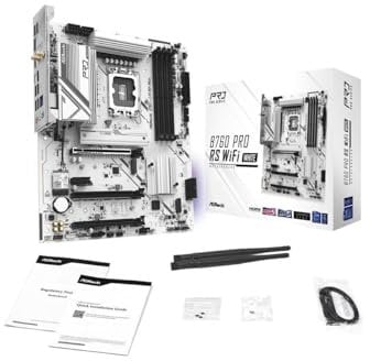 Asrock B760M Pro RS WiFi White Intel Micro ATX Motherboard DDR5 DIMM 7200 MHz 256 GB LGA1700 SATA3 6.0 Gb/s LED M.2