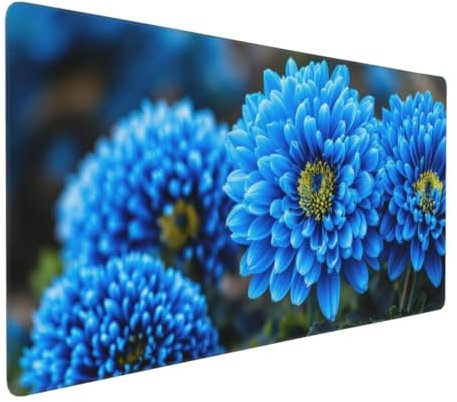 Blue Chrysanthemum Mouse Pad Large XXL 800x400x3 mm Thick Extended Mouse Pad Desk Pad Soft Computer Keyboard Mice Mat, Mouse Mat/Desk Mat/Gaming Mouse Pad with Anti-Slip Base for Office & Home Y-10842
