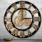 ALEENFOON Wanduhr Groß Ohne Tickgeräusche 58cm Leise Uhr 3D Gear Vintage Übergröße Wanduhr Roman Ziffern hängende Uhr für Wohnzimmer Küche Schlafzimmer Innenuhr (‎Gold, 58CM)