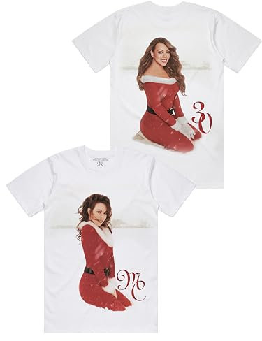 Mariah Carey Offizielles Christmas Time Tour Merch 30th Anniversary T-Shirt, Weiss/opulenter Garten, L
