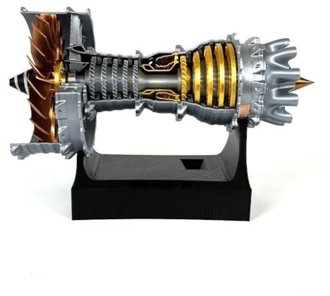 Besttoolifes Turbofan Engine Model Kit, Engine Printed Replica Trent 900 Aircraft Engine Kit Airbus A380 Detailed Aviation Collectible Educational Display Piece Silver Black 8 * 4.8 * 5.3 Inch