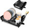 Cexovo Escurridor de Platos Escurreplatos Acero Inoxidable Escurreplatos Extensible con Drenaje Escurridor de Platos Ajustable con Caño de Drenaje Giratorio Escurreplatos Negro