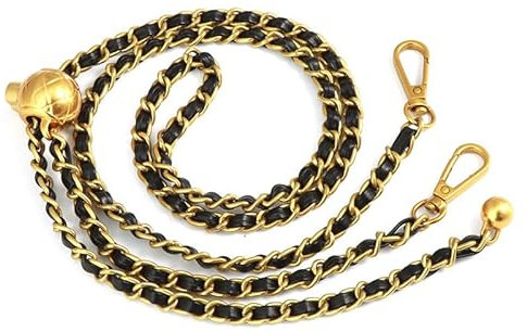 CHAOTEMAI Geldbeutel Damen Taschengurte zum Wechseln Silberkette Bag Charm Taschenkette Ersatz Schulter Riemen Kette Mit Verstellbarer Länge DIY für Handtasche Damen Umhängetasche（Goldkette schwarz）