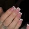 NLFOX Pink Glitter French Tip False Nails - 24PCS Medium Square Press On Nails - Full Cover Nail Tips & Glue for French Manicure