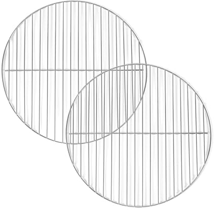 Amazon Basics Runder Grillrost, 2er-Pack, 37,4cm Durchmesser, Verchromter Stahl, Silber