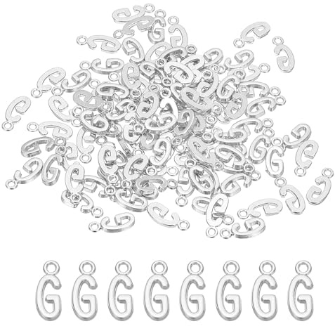 PATIKIL Ciondoli Alfabeto, 100 Pcs Ciondoli per Braccialetti Letterae Fai Da Te Per Creazione di Gioielli, Orecchini, Collane, Artigianato, Argento Scuro, Lettera g