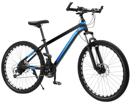 SYNCMH Mountainbike 26 Zoll, Rahmen aus Kohlenstoffstahl, 21 Gang-Schaltung Fahrräder, Gabelfederung, Fahrrad für Jungen, Mädchen, Damen und Herren