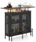 GIANTEX Bartisch Küche, Hausbar Theke Bar mit Stauraum, Küchentheke mit Fußstütze, Barschrank Küchen Tresentisch Vintage Metallrahmen, Küchenregal Küchenbar mit verstellbaren Füße (Rustikal Braun)