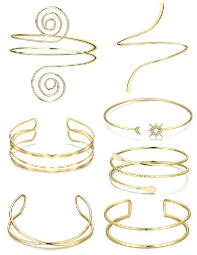Nymora 4PCS Arm Cuff Jewelry for Women – Gold Arm Cuff Upper Arm, Minimalist Bracelet, Adjustable Coil Armband Set Jewelry