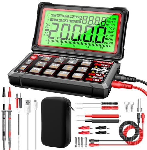 ANENG Multimeter, 20.000 Counts Kfz-Motoranalysator mit Drehzahlmesser | Misst AC/DC-Strom und -Spannung sowie Widerstand; Drehzahl 300–19.999 U/min, klappbares LCD und Data Hold für Kfz-Diagnose