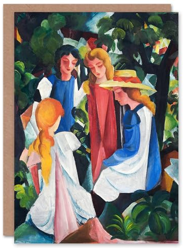 Artery8 August Macke Art Card Four Girls Colourful Oil Painting