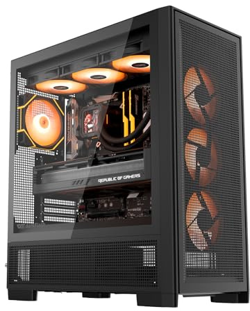 darkFlash AIR NOVA Full Tower E-ATX PC Case, Six-Sided Ventilated Gaming Case, Up to 420mm Radiator, Vertical GPU Mount, Back Connect, Type C, High Airflow, 7 x PWM ARGB Fans Included (Black)