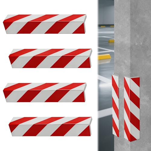 4 Stück Garagen Kantenschutz 40x10x1.5cm, Rot & Weiß Reflektierend, Selbstklebender Schaumstoff Türschutz für Autotür Garagenwand Parkplatz