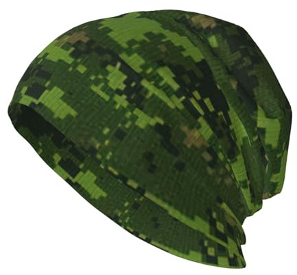 CKGODGF Winter-Strickmütze, Motiv: grüne Armee, digitaler Camouflage-Druck, weiche Skimütze, Totenkopfmütze, Schlittenstrickmütze, randlose Mütze, coole Strickmütze, 1 Stück